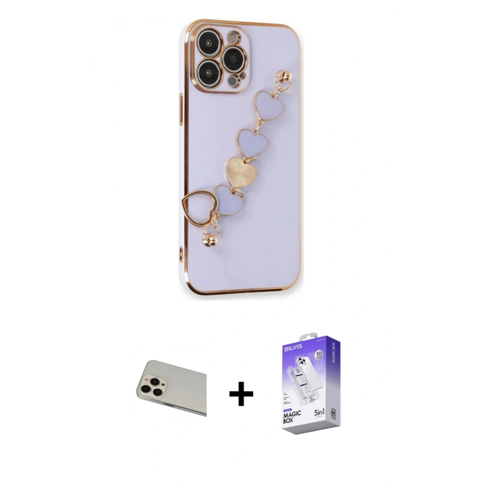 MARSİLYAN™- iPhone 13 Pro Max Kılıf Nova Işık Prime - Siyah Bilvis 5in1 3D Magic Cam Ekran Koruyucu + Rainbow Kamera Lens Koruma Cam - REGD