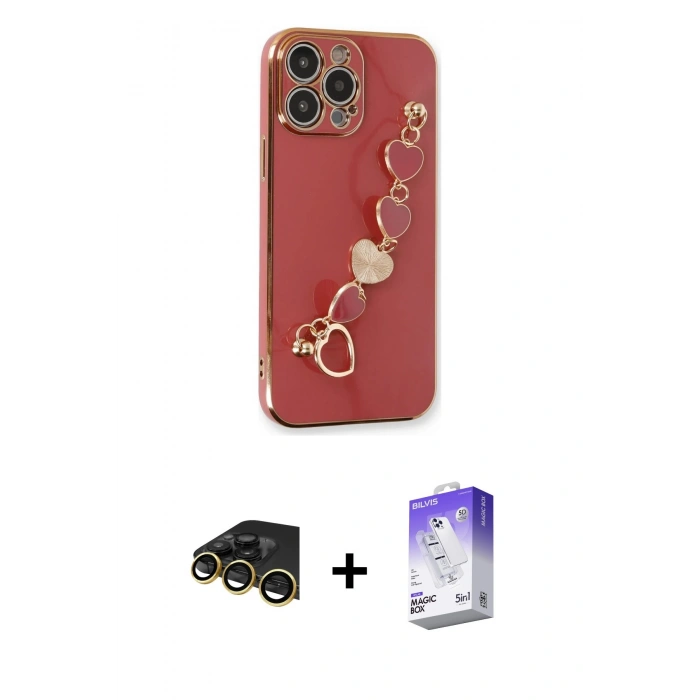 MARSİLYAN™- iPhone 13 Pro Max Kılıf Nova Işık Prime - Siyah Bilvis 5in1 3D Magic Cam Ekran Koruyucu + Raze Metal Kamera Lens - GD