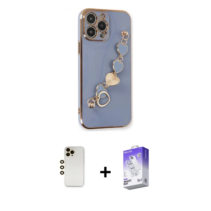 MARSİLYAN™- iPhone 13 Pro Max Kılıf Nova Işık Prime - Siyah Bilvis 5in1 3D Magic Cam Ekran Koruyucu + Shine Kamera Lens - GD