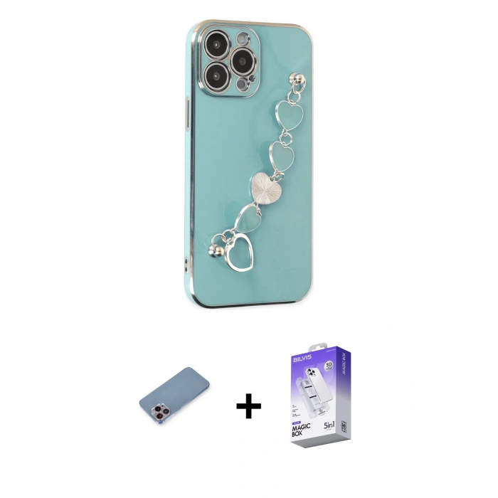 MARSİLYAN™- iPhone 13 Pro Max Kılıf Nova Işık Prime - Siyah Bilvis 5in1 3D Magic Cam Ekran Koruyucu + Shine Kamera Lens Koruma Cam - PE