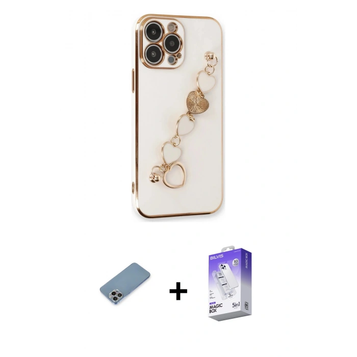 MARSİLYAN™- iPhone 13 Pro Max Kılıf Nova Işık Prime - Siyah Bilvis 5in1 3D Magic Cam Ekran Koruyucu + Shine Kamera Lens Koruma Cam - GI