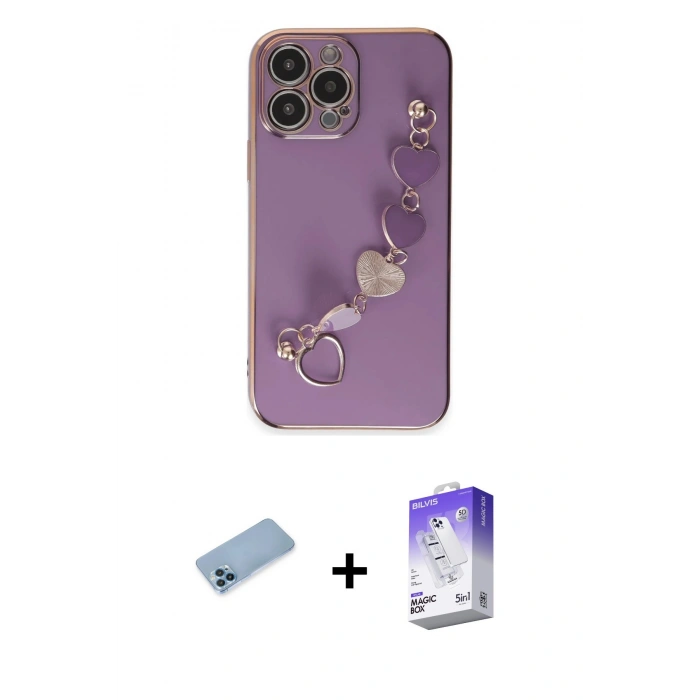 MARSİLYAN™- iPhone 13 Pro Max Kılıf Nova Işık Prime - Siyah Bilvis 5in1 3D Magic Cam Ekran Koruyucu + Shine Kamera Lens Koruma Cam - MI