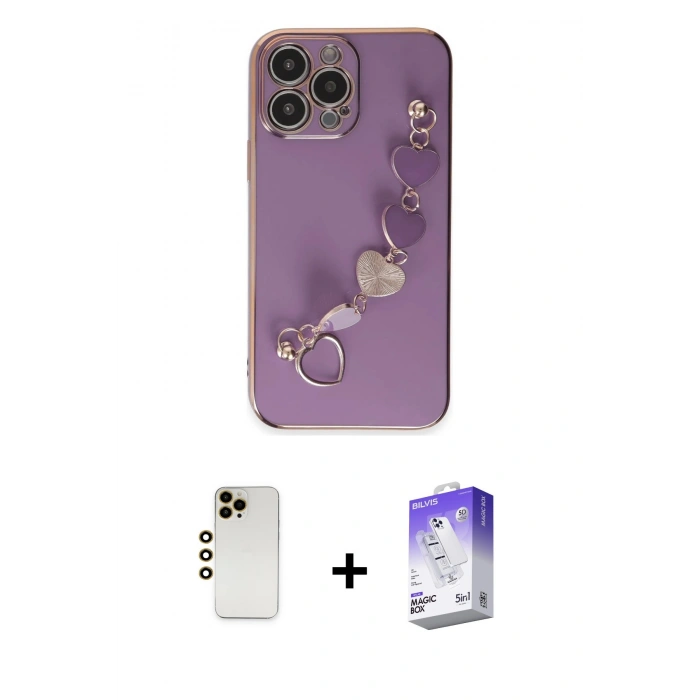 MARSİLYAN™- iPhone 13 Pro Max Kılıf Nova Işık Prime - Siyah Bilvis 5in1 3D Magic Cam Ekran Koruyucu + Shine Kamera Lens - GD