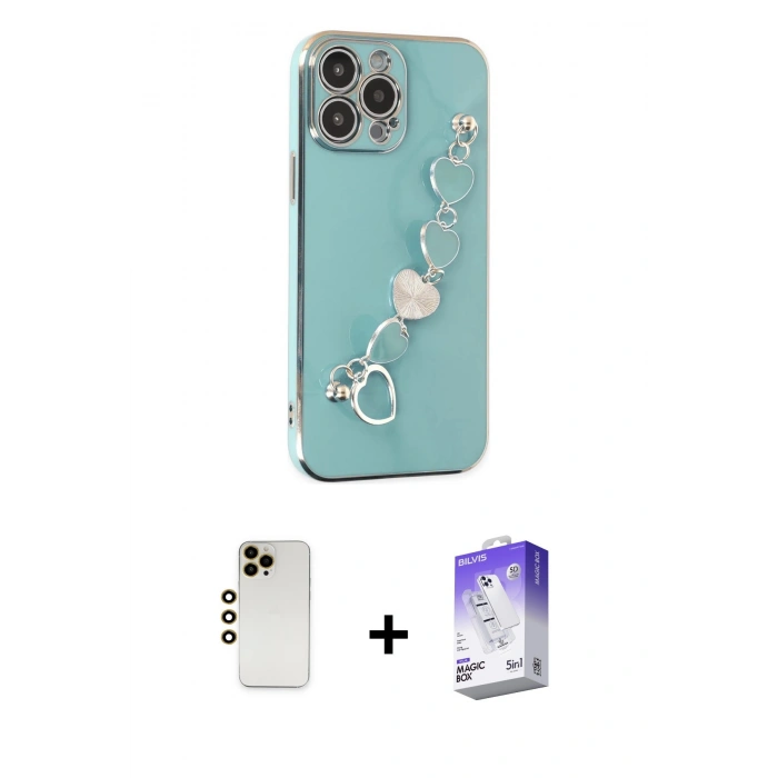 MARSİLYAN™- iPhone 13 Pro Max Kılıf Nova Işık Prime - Siyah Bilvis 5in1 3D Magic Cam Ekran Koruyucu + Shine Kamera Lens - GD