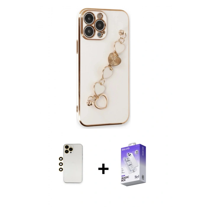 MARSİLYAN™- iPhone 13 Pro Max Kılıf Nova Işık Prime - Siyah Bilvis 5in1 3D Magic Cam Ekran Koruyucu + Shine Kamera Lens - GD