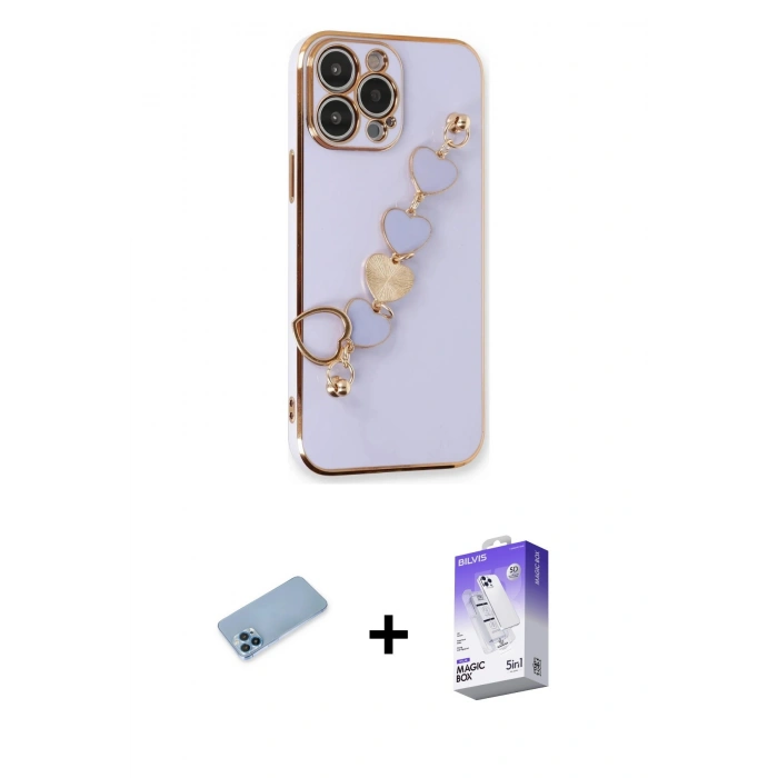 MARSİLYAN™- iPhone 13 Pro Max Kılıf Nova Işık Prime - Siyah Bilvis 5in1 3D Magic Cam Ekran Koruyucu + Shine Kamera Lens Koruma Cam - MI