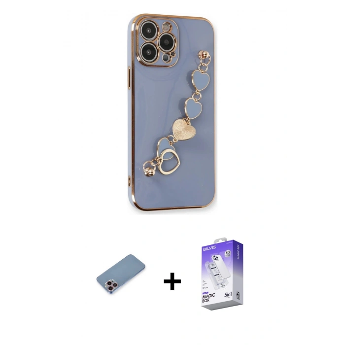 MARSİLYAN™- iPhone 13 Pro Max Kılıf Nova Işık Prime - Siyah Bilvis 5in1 3D Magic Cam Ekran Koruyucu + Shine Kamera Lens Koruma Cam - PE