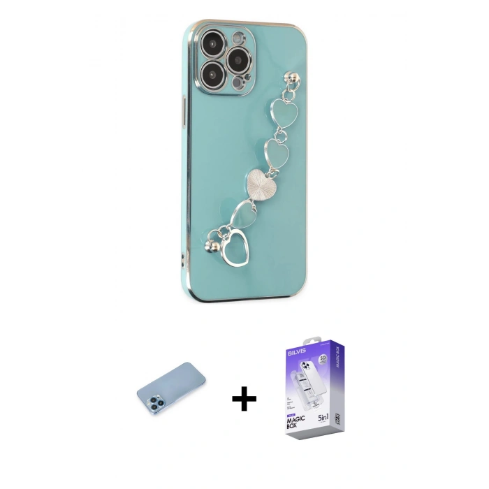 MARSİLYAN™- iPhone 13 Pro Max Kılıf Nova Işık Prime - Siyah Bilvis 5in1 3D Magic Cam Ekran Koruyucu + Shine Kamera Lens Koruma Cam - MI