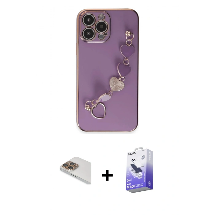 MARSİLYAN™- iPhone 13 Pro Max Kılıf Nova Işık Prime - Siyah Bilvis 5in1 5D Magic Hayalet Cam Ekran Koruyucu + Pers Alüminyum Kamera Lens - GD