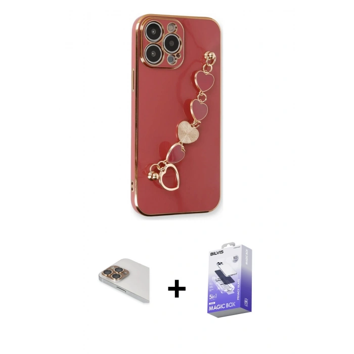 MARSİLYAN™- iPhone 13 Pro Max Kılıf Nova Işık Prime - Siyah Bilvis 5in1 5D Magic Hayalet Cam Ekran Koruyucu + Pers Alüminyum Kamera Lens - GD
