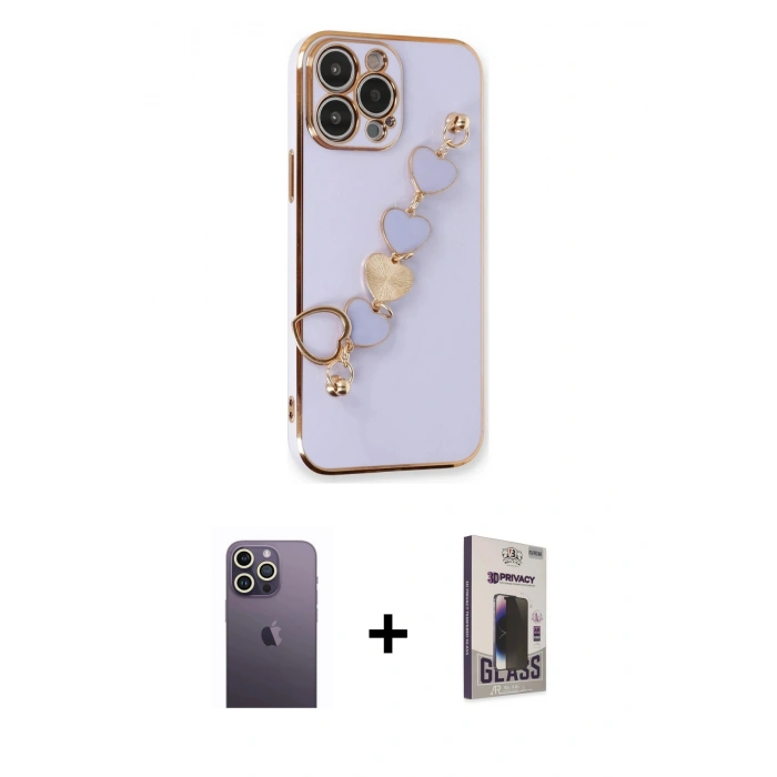 MARSİLYAN™- iPhone 13 Pro Max Kılıf Nova Işık Prime - Siyah Bilvis Hayalet Cam Ekran Koruyucu + Neon Fosforlu Kamera Lens - BZ