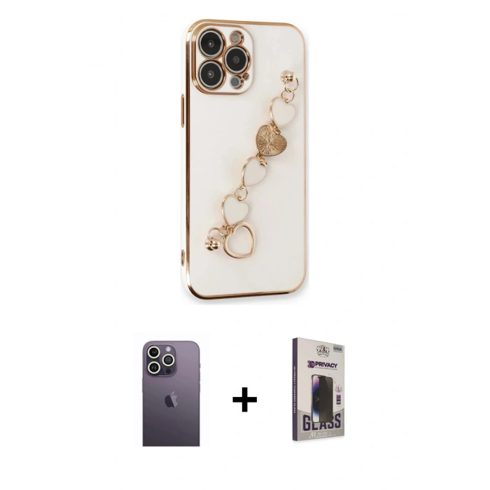MARSİLYAN™- iPhone 13 Pro Max Kılıf Nova Işık Prime - Siyah Bilvis Hayalet Cam Ekran Koruyucu + Neon Fosforlu Kamera Lens - BZ