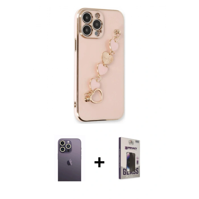 MARSİLYAN™- iPhone 13 Pro Max Kılıf Nova Işık Prime - Siyah Bilvis Hayalet Cam Ekran Koruyucu + Neon Fosforlu Kamera Lens - BZ