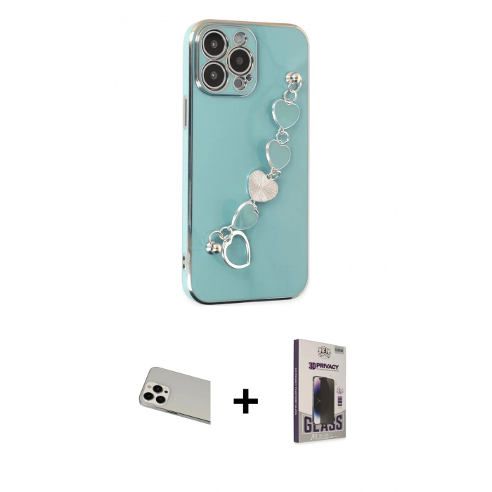 MARSİLYAN™- iPhone 13 Pro Max Kılıf Nova Işık Prime - Siyah Bilvis Hayalet Cam Ekran Koruyucu + Beyaz Rainbow Kamera Lens Koruma Cam