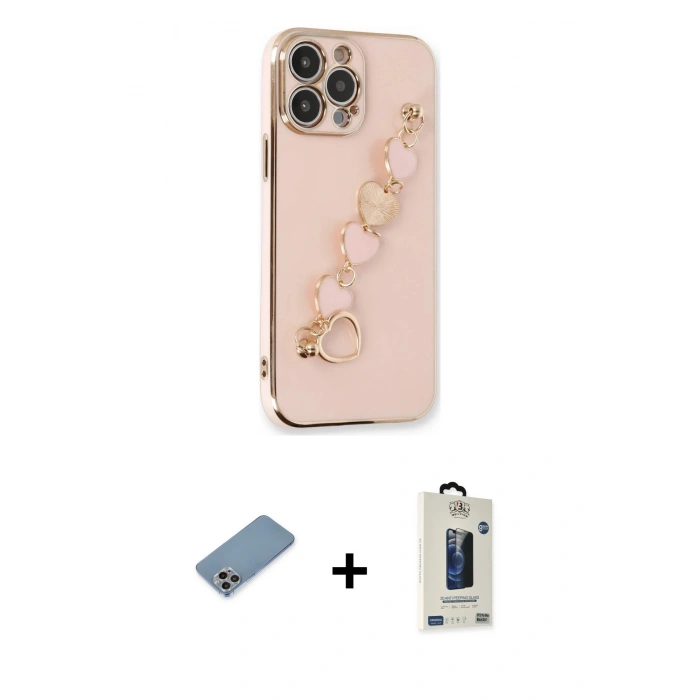 MARSİLYAN™- iPhone 13 Pro Max Kılıf Nova Işık Prime - Siyah Bilvis Hayalet Cam Ekran Koruyucu + Shine Kamera Lens Koruma Cam - GI