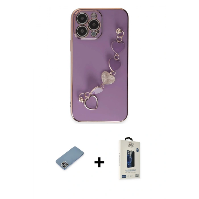 MARSİLYAN™- iPhone 13 Pro Max Kılıf Nova Işık Prime - Siyah Bilvis Hayalet Cam Ekran Koruyucu + Shine Kamera Lens Koruma Cam - GI