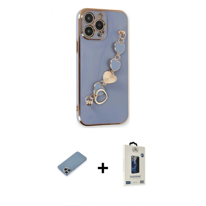 MARSİLYAN™- iPhone 13 Pro Max Kılıf Nova Işık Prime - Siyah Bilvis Hayalet Cam Ekran Koruyucu + Shine Kamera Lens Koruma Cam - GI