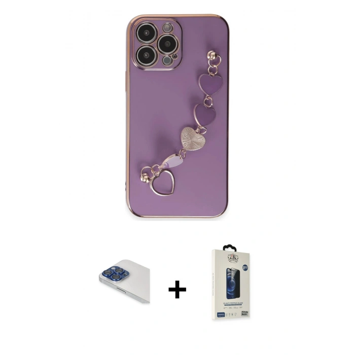 MARSİLYAN™- iPhone 13 Pro Max Kılıf Nova Işık Prime - Siyah Bilvis Hayalet Cam Ekran Koruyucu + Pers Alüminyum Kamera Lens - LT
