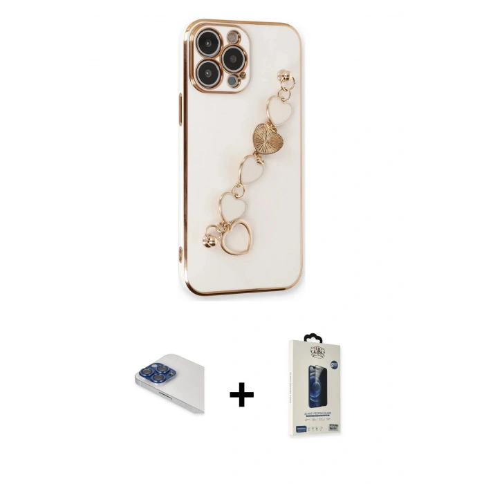 MARSİLYAN™- iPhone 13 Pro Max Kılıf Nova Işık Prime - Siyah Bilvis Hayalet Cam Ekran Koruyucu + Pers Alüminyum Kamera Lens - LT