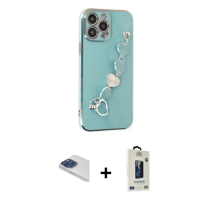 MARSİLYAN™- iPhone 13 Pro Max Kılıf Nova Işık Prime - Siyah Bilvis Hayalet Cam Ekran Koruyucu + Pers Alüminyum Kamera Lens - LT