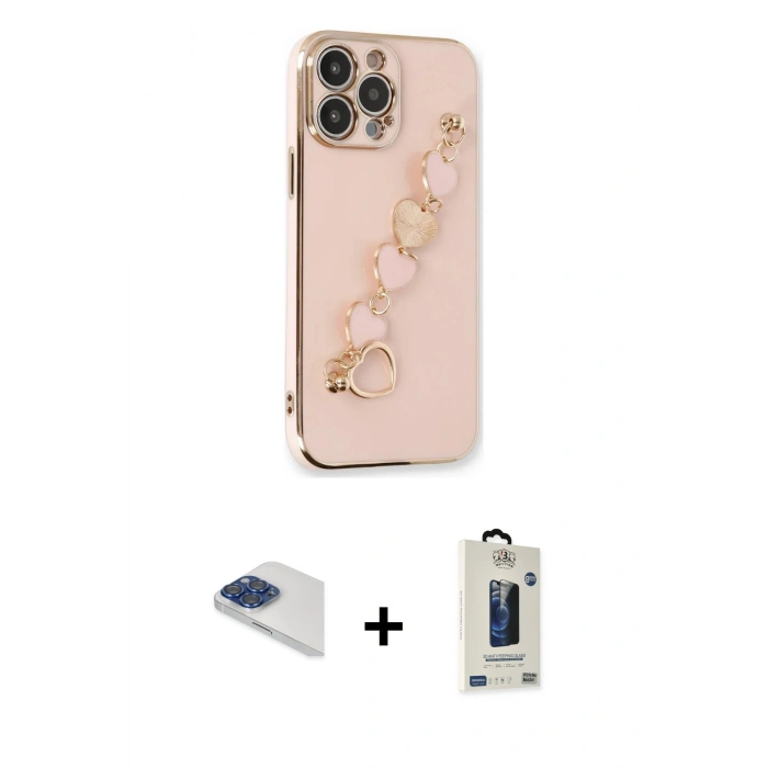 MARSİLYAN™- iPhone 13 Pro Max Kılıf Nova Işık Prime - Siyah Bilvis Hayalet Cam Ekran Koruyucu + Pers Alüminyum Kamera Lens - LT