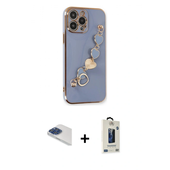 MARSİLYAN™- iPhone 13 Pro Max Kılıf Nova Işık Prime - Siyah Bilvis Hayalet Cam Ekran Koruyucu + Pers Alüminyum Kamera Lens - LT