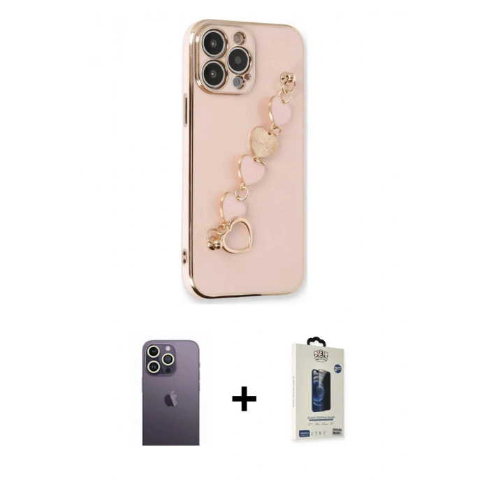 MARSİLYAN™- iPhone 13 Pro Max Kılıf Nova Işık Prime - Siyah Bilvis Hayalet Cam Ekran Koruyucu + Neon Fosforlu Kamera Lens - BZ