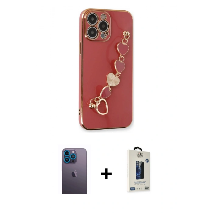 MARSİLYAN™- iPhone 13 Pro Max Kılıf Nova Işık Prime - Siyah Bilvis Hayalet Cam Ekran Koruyucu + Neon Fosforlu Kamera Lens - MI