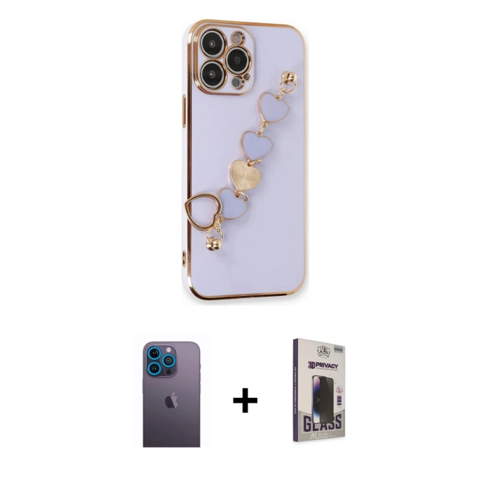 MARSİLYAN™- iPhone 13 Pro Max Kılıf Nova Işık Prime - Siyah Bilvis Hayalet Cam Ekran Koruyucu + Neon Fosforlu Kamera Lens - MI