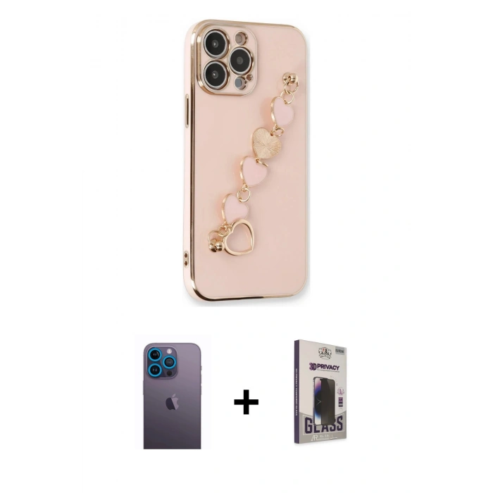 MARSİLYAN™- iPhone 13 Pro Max Kılıf Nova Işık Prime - Siyah Bilvis Hayalet Cam Ekran Koruyucu + Neon Fosforlu Kamera Lens - MI