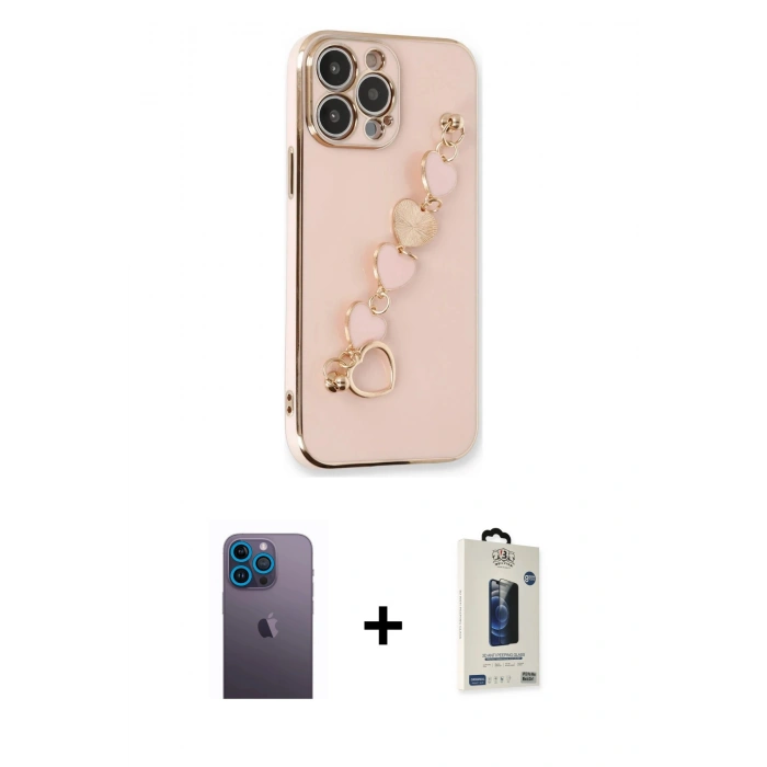 MARSİLYAN™- iPhone 13 Pro Max Kılıf Nova Işık Prime - Siyah Bilvis Hayalet Cam Ekran Koruyucu + Neon Fosforlu Kamera Lens - MI