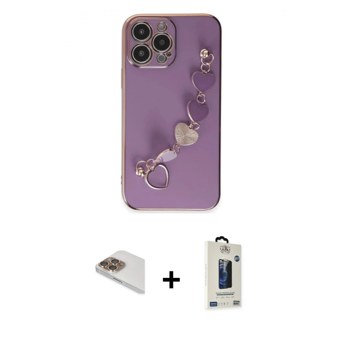 MARSİLYAN™- iPhone 13 Pro Max Kılıf Nova Işık Prime - Siyah Bilvis Hayalet Cam Ekran Koruyucu + Pers Alüminyum Kamera Lens - GD