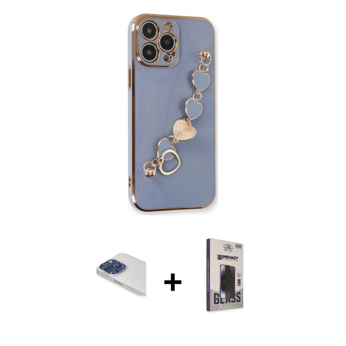 MARSİLYAN™- iPhone 13 Pro Max Kılıf Nova Işık Prime - Siyah Bilvis Hayalet Cam Ekran Koruyucu + Pers Alüminyum Kamera Lens - LT