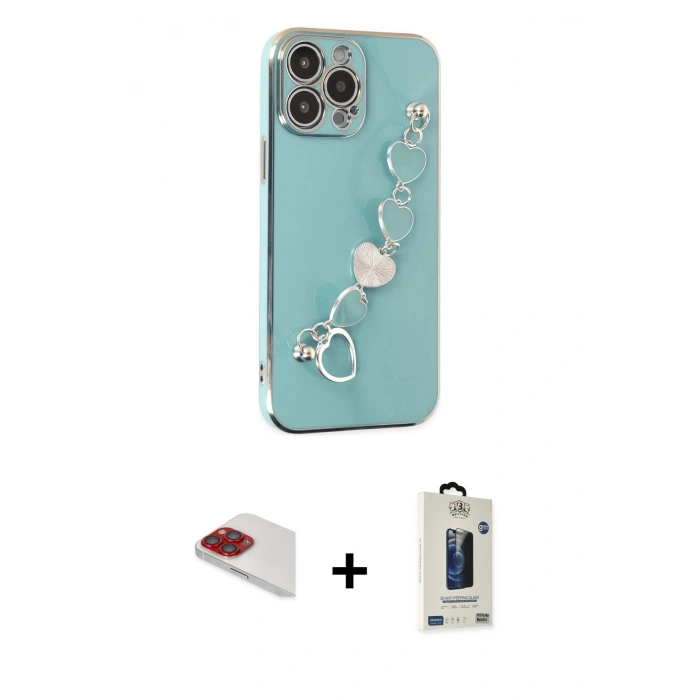 MARSİLYAN™- iPhone 13 Pro Max Kılıf Nova Işık Prime - Siyah Bilvis Hayalet Cam Ekran Koruyucu + Pers Alüminyum Kamera Lens - KI