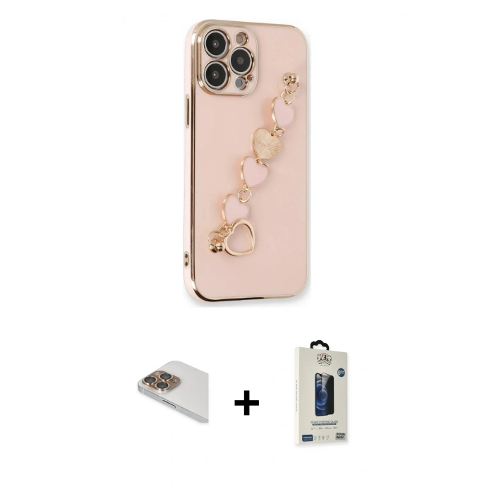 MARSİLYAN™- iPhone 13 Pro Max Kılıf Nova Işık Prime - Siyah Bilvis Hayalet Cam Ekran Koruyucu + Pers Alüminyum Kamera Lens - GD