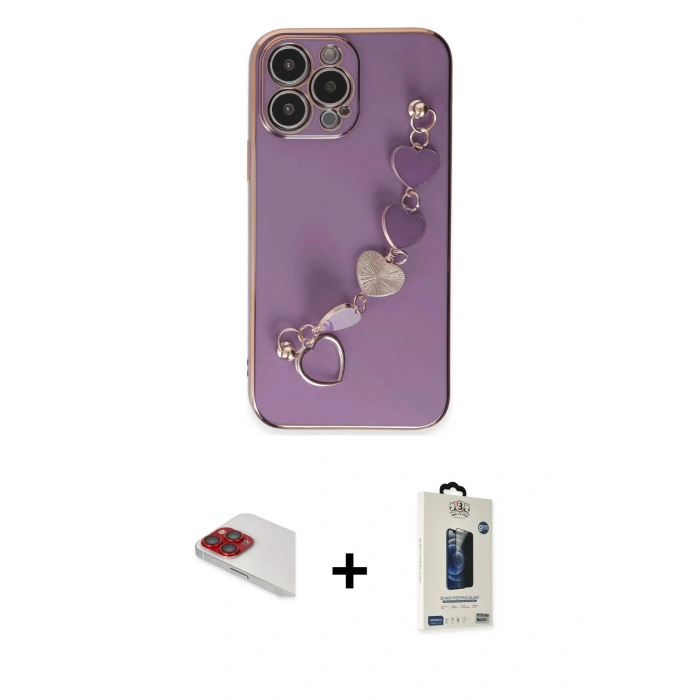 MARSİLYAN™- iPhone 13 Pro Max Kılıf Nova Işık Prime - Siyah Bilvis Hayalet Cam Ekran Koruyucu + Pers Alüminyum Kamera Lens - KI