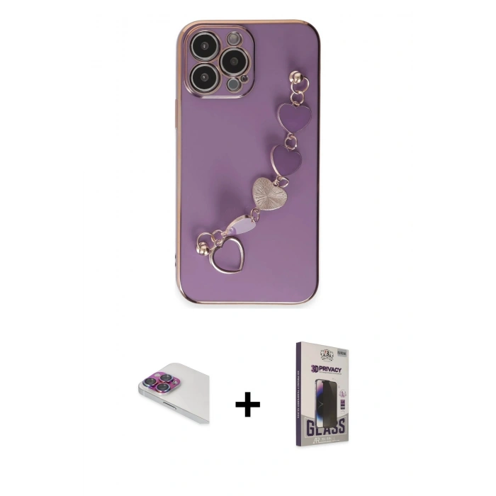 MARSİLYAN™- iPhone 13 Pro Max Kılıf Nova Işık Prime - Siyah Bilvis Hayalet Cam Ekran Koruyucu + Pers Alüminyum Kamera Lens - GI