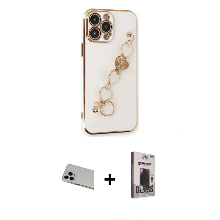 MARSİLYAN™- iPhone 13 Pro Max Kılıf Nova Işık Prime - Siyah Bilvis Hayalet Cam Ekran Koruyucu + Rainbow Kamera Lens Koruma Cam - MR