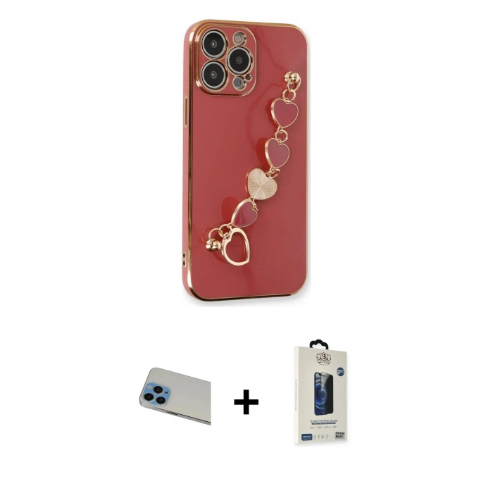 MARSİLYAN™- iPhone 13 Pro Max Kılıf Nova Işık Prime - Siyah Bilvis Hayalet Cam Ekran Koruyucu + Rainbow Kamera Lens Koruma Cam - MI