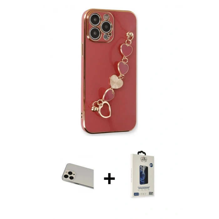 MARSİLYAN™- iPhone 13 Pro Max Kılıf Nova Işık Prime - Siyah Bilvis Hayalet Cam Ekran Koruyucu + Rainbow Kamera Lens Koruma Cam - REGD