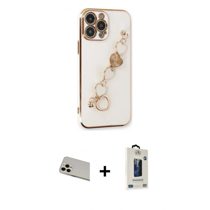 MARSİLYAN™- iPhone 13 Pro Max Kılıf Nova Işık Prime - Siyah Bilvis Hayalet Cam Ekran Koruyucu + Rainbow Kamera Lens Koruma Cam - REGD