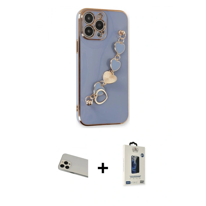 MARSİLYAN™- iPhone 13 Pro Max Kılıf Nova Işık Prime - Siyah Bilvis Hayalet Cam Ekran Koruyucu + Rainbow Kamera Lens Koruma Cam - REGD