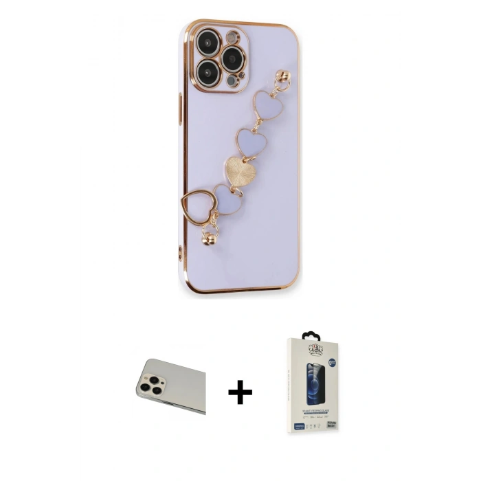 MARSİLYAN™- iPhone 13 Pro Max Kılıf Nova Işık Prime - Siyah Bilvis Hayalet Cam Ekran Koruyucu + Rainbow Kamera Lens Koruma Cam - REGD