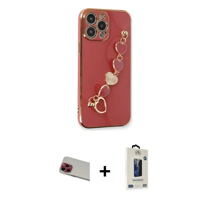 MARSİLYAN™- iPhone 13 Pro Max Kılıf Nova Işık Prime - Siyah Bilvis Hayalet Cam Ekran Koruyucu + Rainbow Kamera Lens Koruma Cam - KI