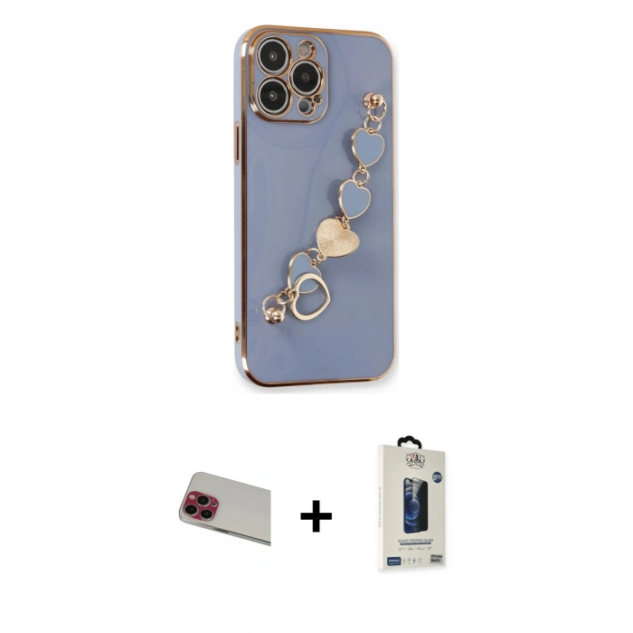 MARSİLYAN™- iPhone 13 Pro Max Kılıf Nova Işık Prime - Siyah Bilvis Hayalet Cam Ekran Koruyucu + Rainbow Kamera Lens Koruma Cam - KI