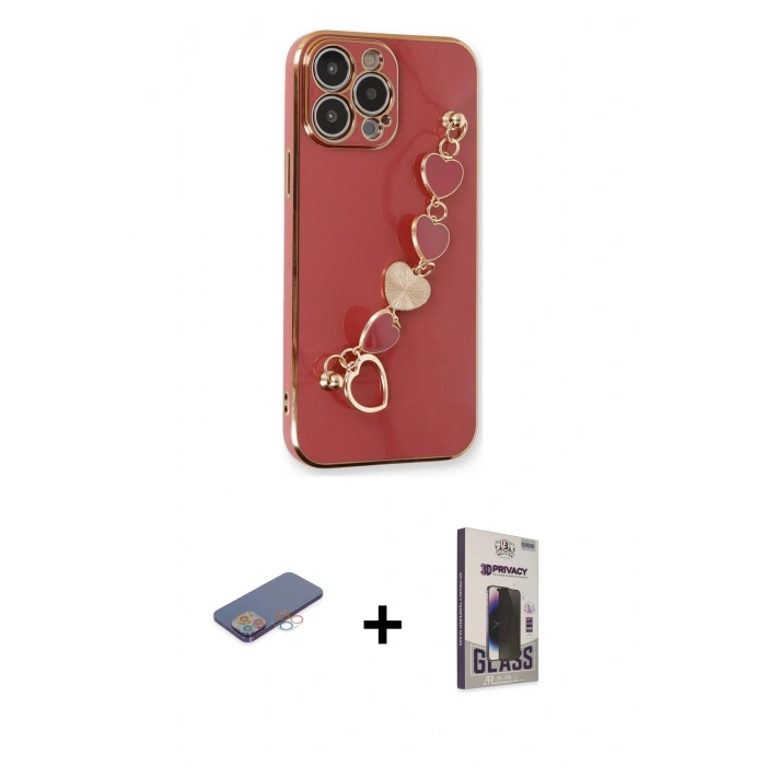 MARSİLYAN™- iPhone 13 Pro Max Kılıf Nova Işık Prime - Siyah Bilvis Hayalet Cam Ekran Koruyucu + Renkli Kamera Lens Koruma Cam - PE
