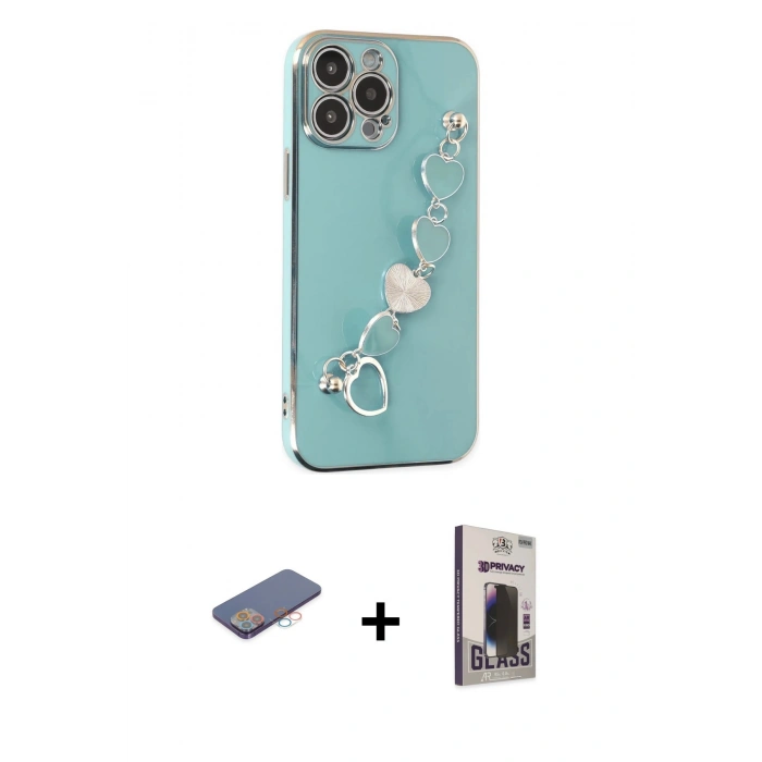 MARSİLYAN™- iPhone 13 Pro Max Kılıf Nova Işık Prime - Siyah Bilvis Hayalet Cam Ekran Koruyucu + Renkli Kamera Lens Koruma Cam - PE