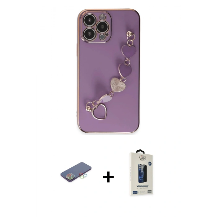 MARSİLYAN™- iPhone 13 Pro Max Kılıf Nova Işık Prime - Siyah Bilvis Hayalet Cam Ekran Koruyucu + Renkli Kamera Lens Koruma Cam - MI
