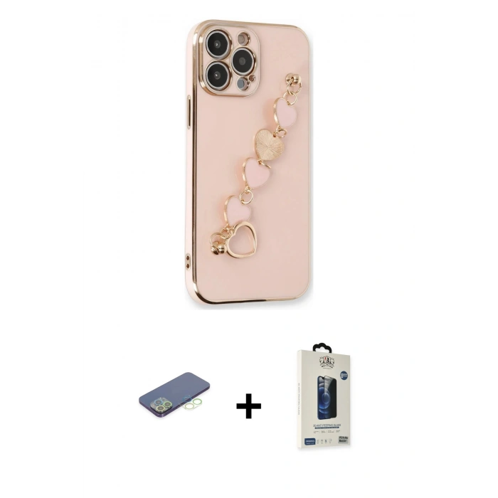 MARSİLYAN™- iPhone 13 Pro Max Kılıf Nova Işık Prime - Siyah Bilvis Hayalet Cam Ekran Koruyucu + Renkli Kamera Lens Koruma Cam - YL