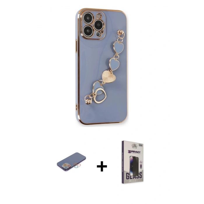 MARSİLYAN™- iPhone 13 Pro Max Kılıf Nova Işık Prime - Siyah Bilvis Hayalet Cam Ekran Koruyucu + Renkli Kamera Lens Koruma Cam - PE
